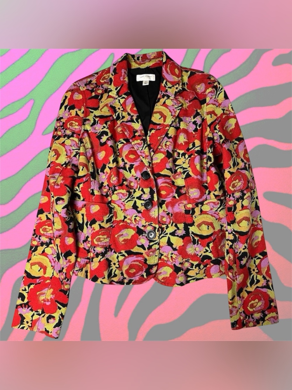 psychedelic pop art floral blazer